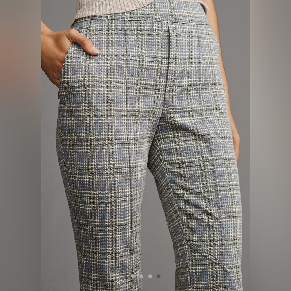 Anthropologie Pull On Knit Hiking Pants Grey Purple Plaid Small